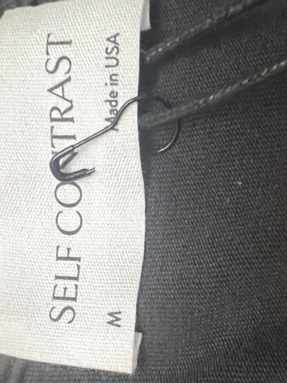 NWT Self Contrast Long Sleeve Top w/ Puff-Sleeve, Front Keyhole Button Gray - Picture 2 of 6